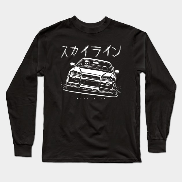 Skyline R34 GTR Long Sleeve T-Shirt by Markaryan